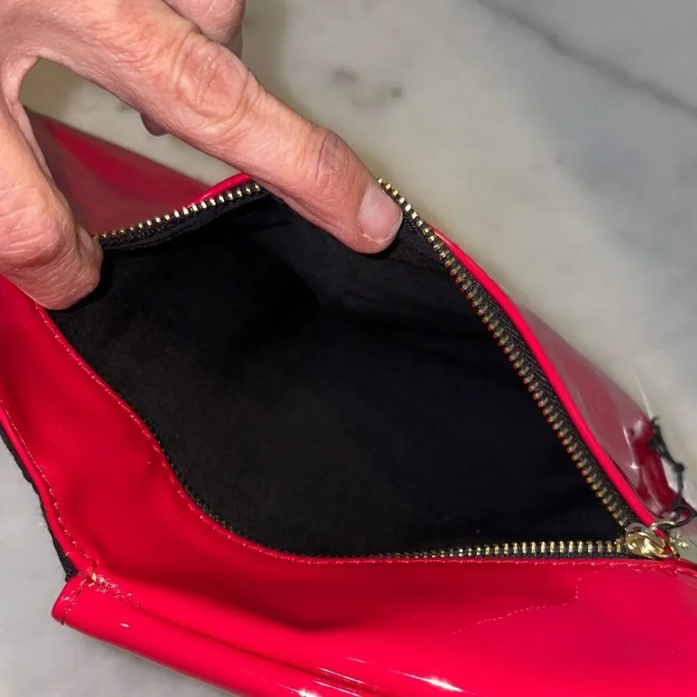 Yves Saint Laurent Purse Vibrant Red Patent Leather Clutch Cosmetic Bag NWT - Picture 15 of 15